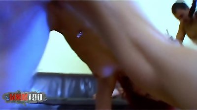 Angie kiss and Cynthia Lavigne get their twat and caboose porked firm by 2 fine dicks