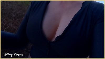 wife public bosom masturbation in a taut shirt with brilliant bare-chested tits.