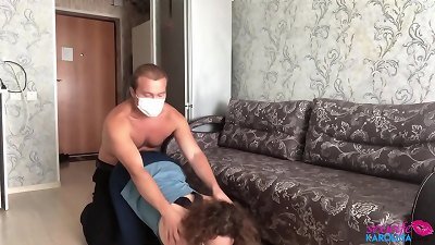 brown-haired blowjob and pussy nailing after teaching - jizm in throat