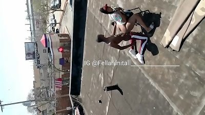 took hold of mother take son gigantic lollipop