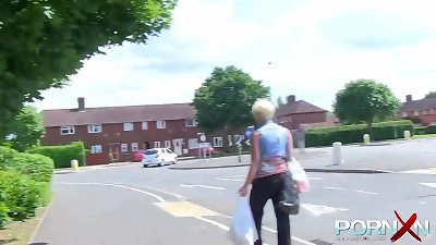 obese experienced Jay Rose peeing outdoors